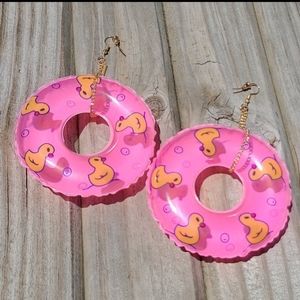 Rubber Ducky Earrings in Bright Pink